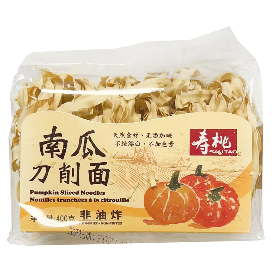 Sau Tao Pumpkin Sliced Noodles (壽桃南瓜刀削麵) 400G(reduced price)