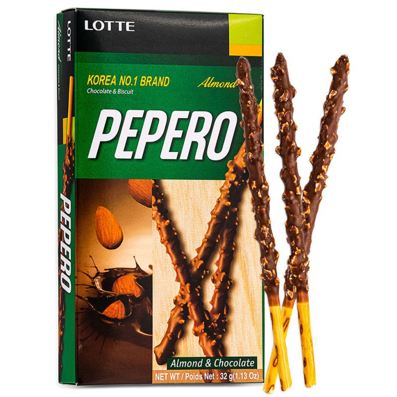 Lotte Pepero Chocolate Coated Biscuits Stick with Crushed Almonds (Almond)