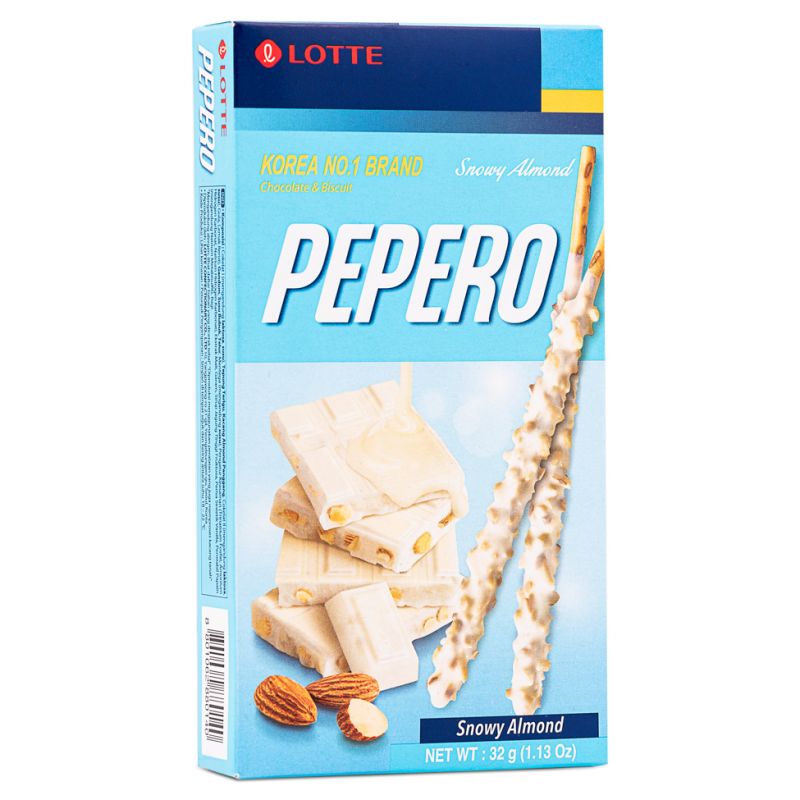 Lotte Pepero Biscuit Stick Coated with Almonds and Cream (Snowy Almond)