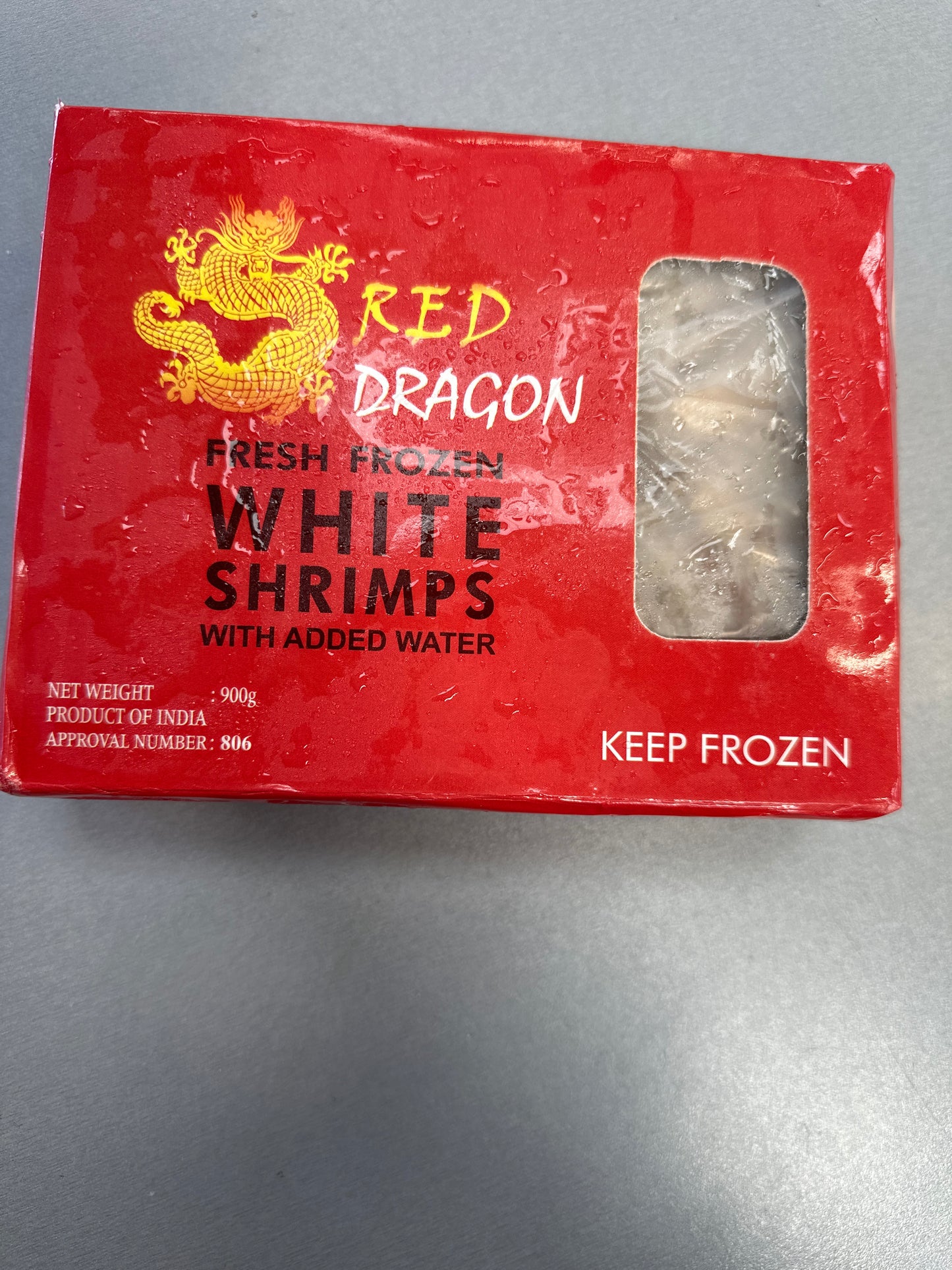 Red Dragon fresh frozen white shrimps 900G 26/30 Headless Shell on