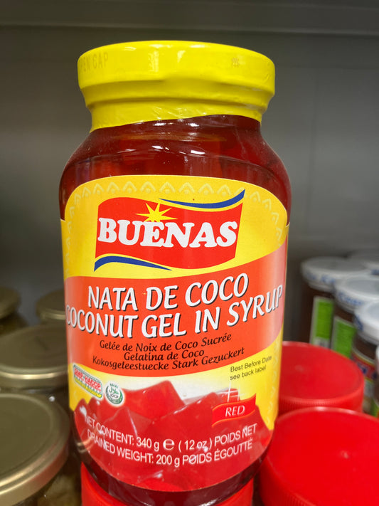 Buenas Nata De Coco Coconut Gel in Syrup - Red 340g