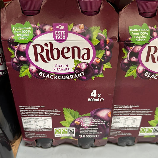 Ribena Blackcurrant juice drink 4 x 500ml