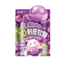 Xin Qi Tian Peelable Fudge (Grape Flavour Gum Candy) 新期天3D剝皮軟糖(葡萄味) 75g