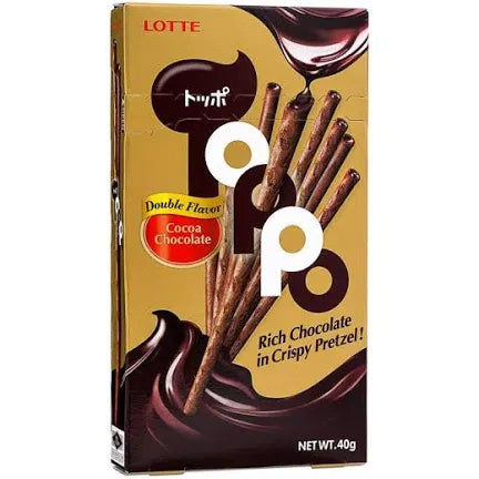 Toppo Biscuit stick with Chocolate Flavour cream Filling 40g 樂天朱古力夾心百力滋