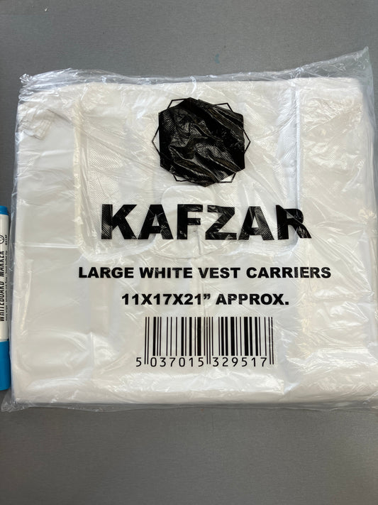 KAFZAR large white carrier bag 11 x 17 x 21 (single)