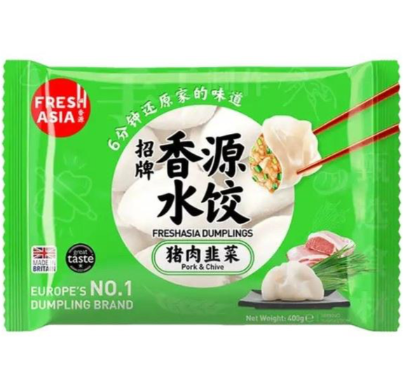 FreshAsia pork and chives Dumplings 香源豬肉韭菜400g