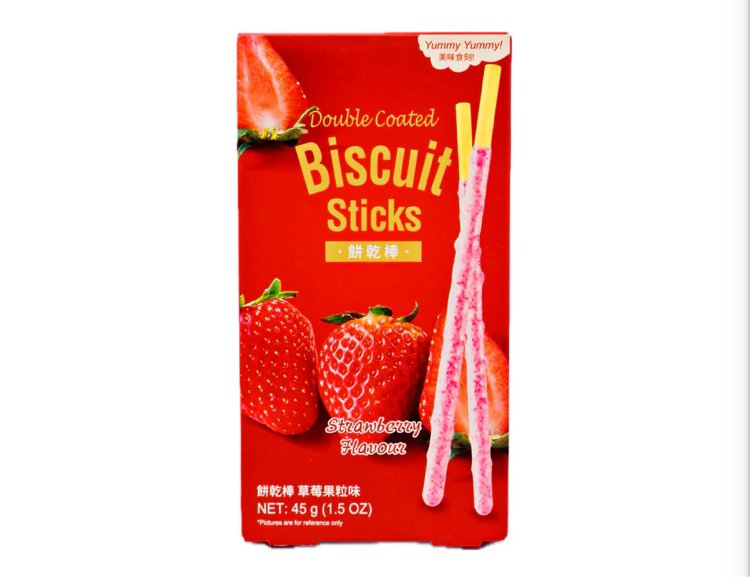 Double Coated Biscuit Stick Strawberry Flavour 45g / 餅乾棒 草莓果粒味