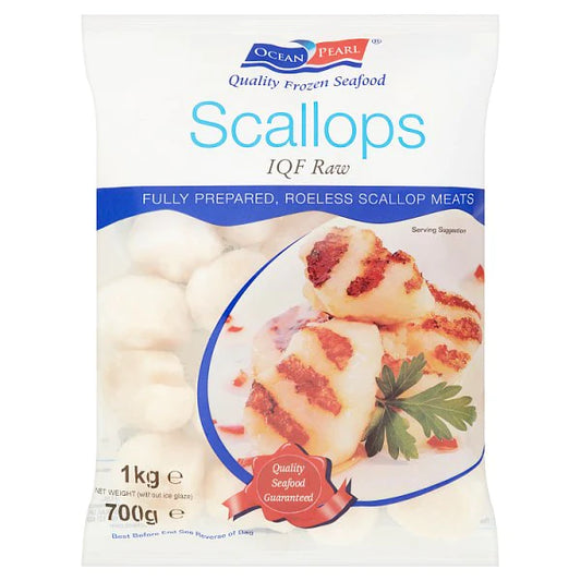 Ocean Pearl IQF Roeless Scallops 1kg (700g net)