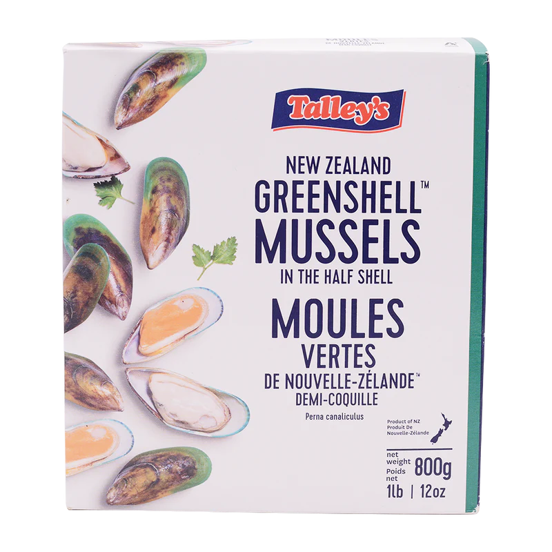 Talleys Greenshell Mussels 800g (Frozen) half shell