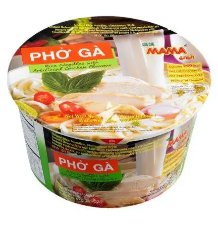 Mama Brand Instant Bowl PHO GA Rice Noodles With Artificial Chicken Flavour Style 65g