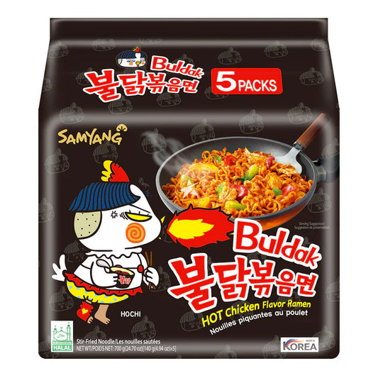 SY Hot Chicken Ramen(Multi pack ) 140G*5 三養辣雞拉麵 (Black)