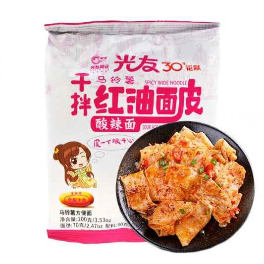 Guang You Spicy Wide Noodle 光友 紅油麵皮酸辣麵 100g