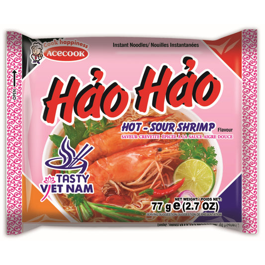 Acecook Hao Hao Mi Goreng Noodles Hot and Sour Shrimp Flavour 越南酸辣蝦麵 77g