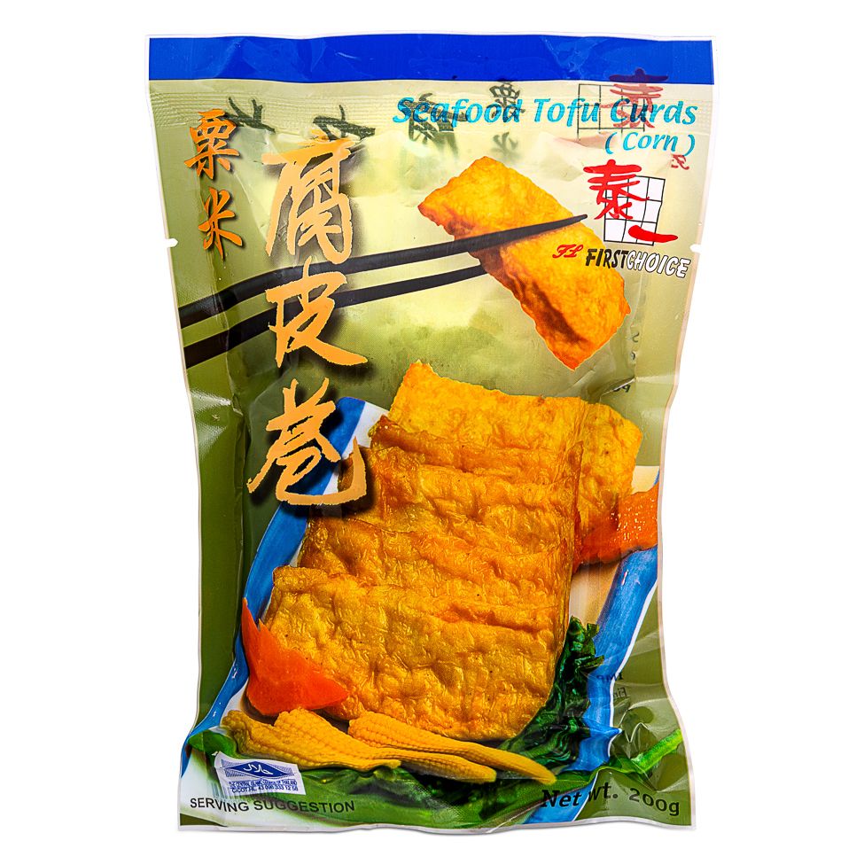 First Choice Seafood Tofu Curds Corn 200g / 泰一 栗米腐皮卷