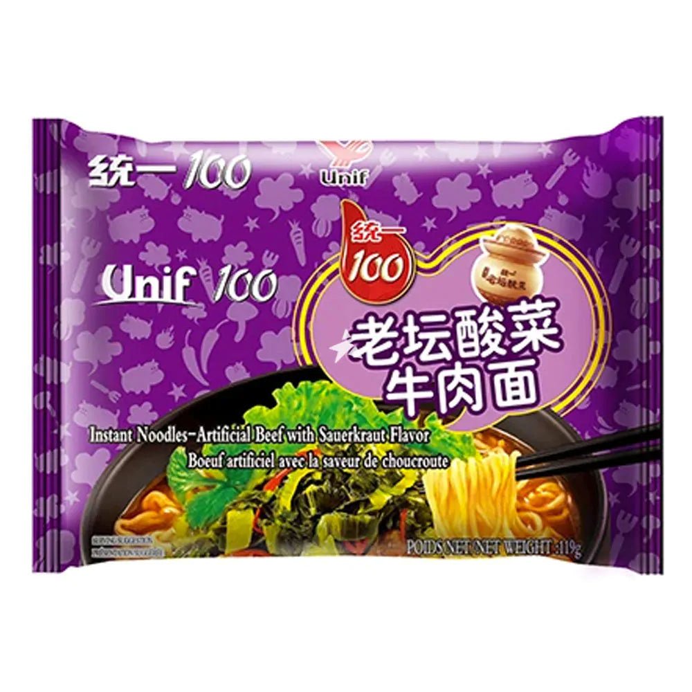 Unif Instant Noodle Artificial Beef With Sauerkraut Flavour 统一老坛酸菜牛肉面 119g