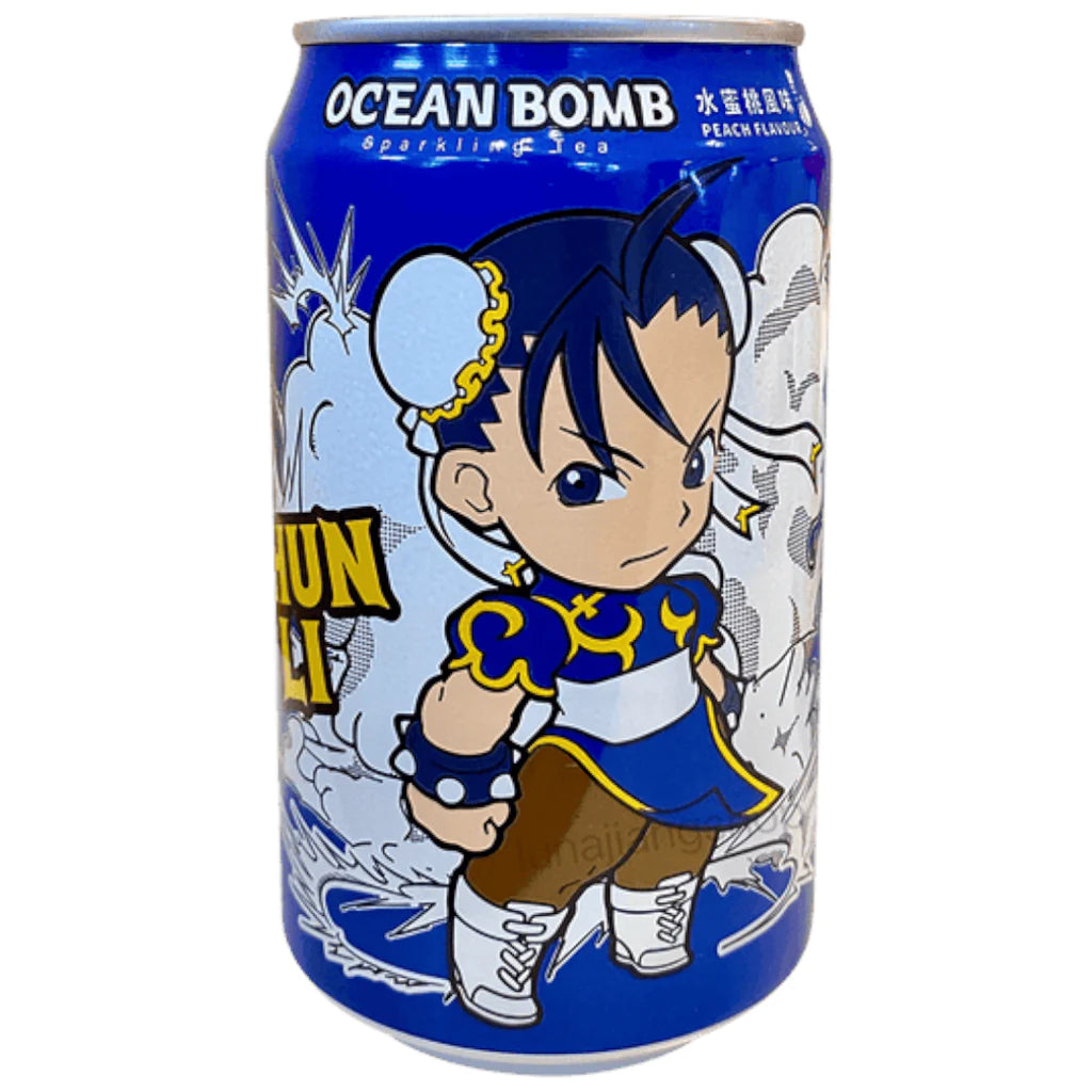 Ocean Bomb Street Fighter Chun Li Peach Flavour Sparkling Tea 街頭霸王 春麗 水蜜桃風味 330ml