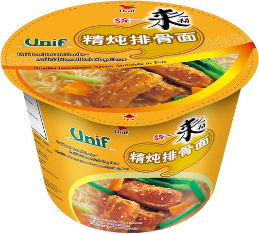 Unif Bowl Instant Noodles Artificial Stewed Pork Chop Flavour 統一清炖排骨碗麵 110g