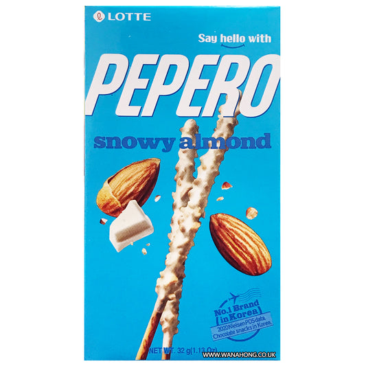 Lotte Pepero Snowy Almond 樂天  白杏仁味百力滋 32g