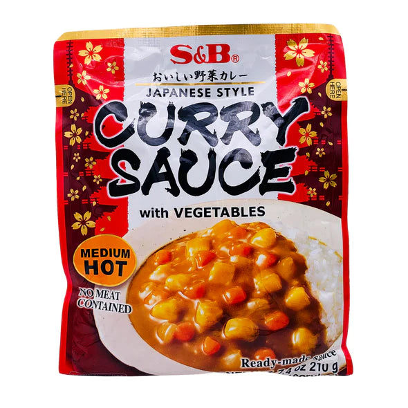 S & B JAPANESE INSTANT CURRY SAUCE WITH VEGETABLES (MEDIUM HOT) 日式蔬菜即食咖哩醬（中辣）210g